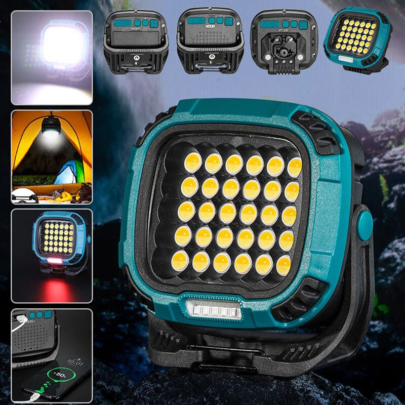 (image for) 300W Strong COB Camping Light Mutilfunction Portable Camping Flood Light USB Charging Emergency Flashlight W893-3 Built-in Battery+Hook